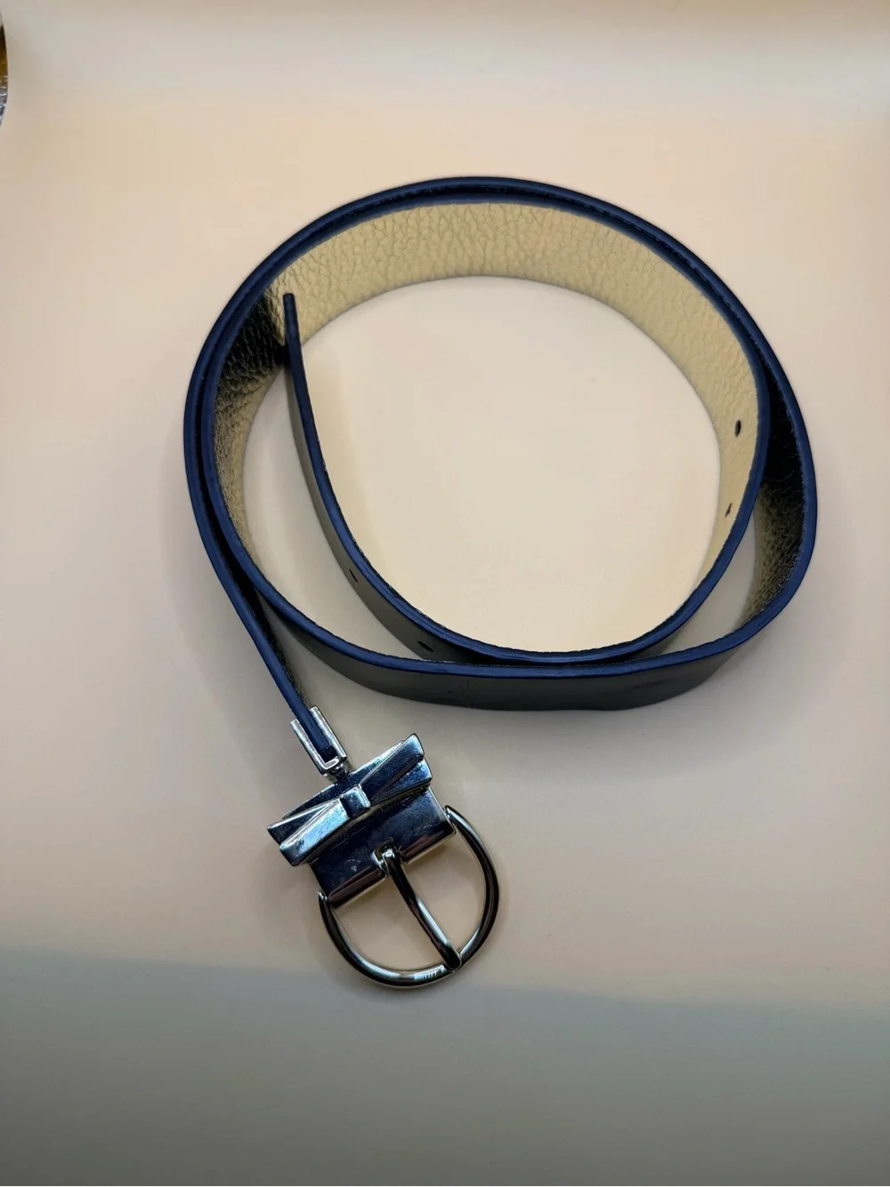 kate spade Gold Metallic Leather Belt with Bow Buckle
